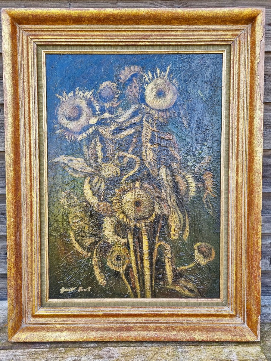 Gust-Smet-schilderij-zonnebloemen-olieverf-sunflowers-oil-painting-Braque-Ernst-Chagall-Belgium-Belgie-
