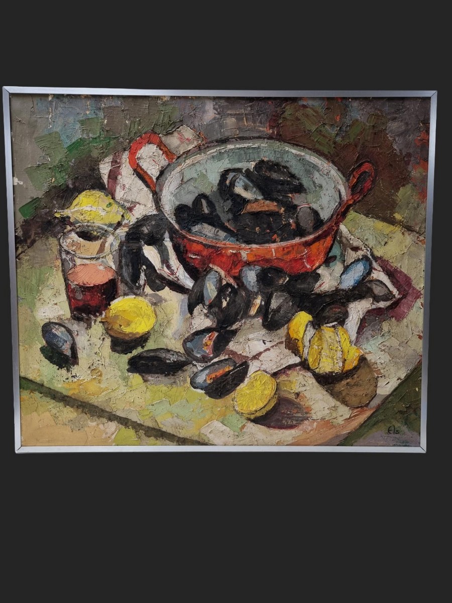 mosselen-stilleven-schilderij-citroenen-Philippine-nature-mortes-moules-still-live-painting-mussels-vintage