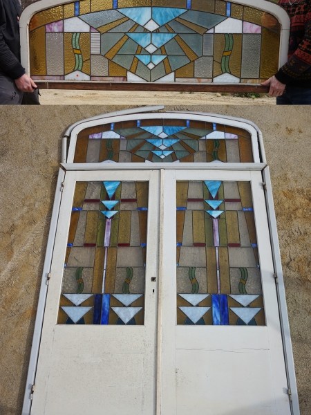 Art-Deco-glas-in-lood-koper-deuren-openslaandse-bovenlicht-stained-glass