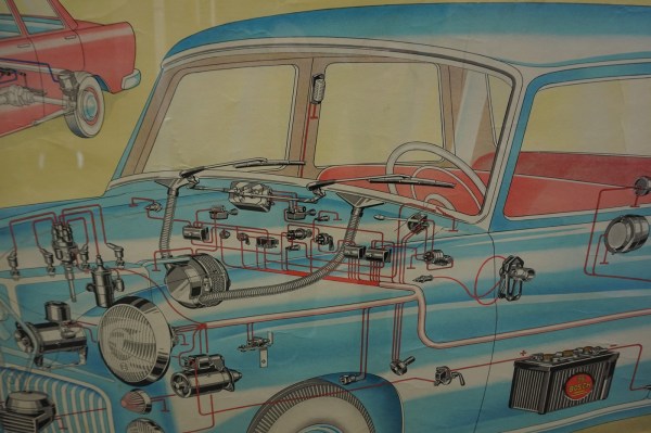 Bosch-Robert-lehrmittel-motoren-personenkrafwagen-elektrische-anlage-oldtimer-garage-poster-luftfederungs-vintage