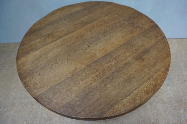 Brutalist-solid-wooden-oak-round-coffee-table-rutic-artisan-handcrafted-eiken-ronde-salontafel-massief-vintage-wabi-sabi
