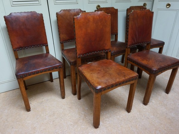 Dutch-art-deco-brown-leather-dining-chairs-antique-oak-six-eiken-eetkamerstoelen-stoelen-antiek-bruin-leren-