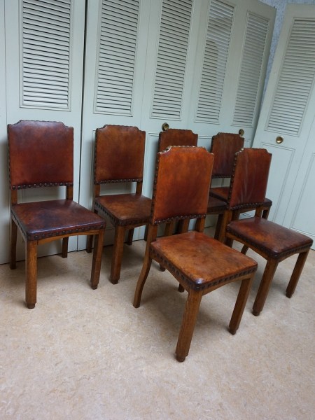 Dutch-art-deco-brown-leather-dining-chairs-antique-oak-six-eiken-eetkamerstoelen-stoelen-antiek-bruin-leren-