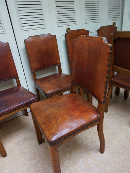 Dutch-art-deco-brown-leather-dining-chairs-antique-oak-six-eiken-eetkamerstoelen-stoelen-antiek-bruin-leren-