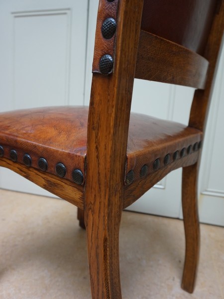 Dutch-art-deco-brown-leather-dining-chairs-antique-oak-six-eiken-eetkamerstoelen-stoelen-antiek-bruin-leren-