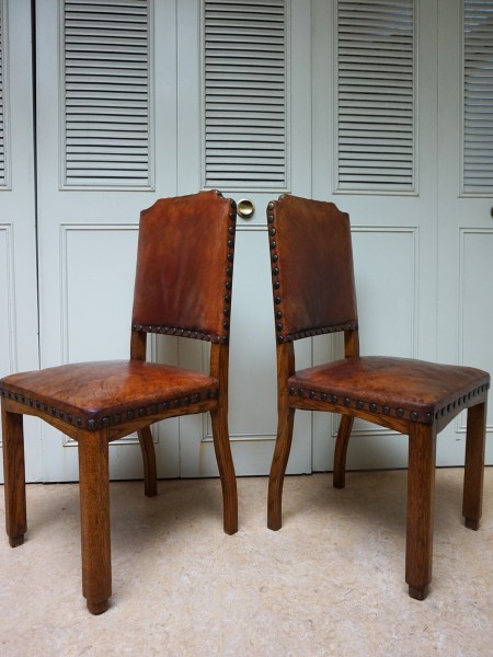 Dutch-art-deco-brown-leather-dining-chairs-antique-oak-six-eiken-eetkamerstoelen-stoelen-antiek-bruin-leren-