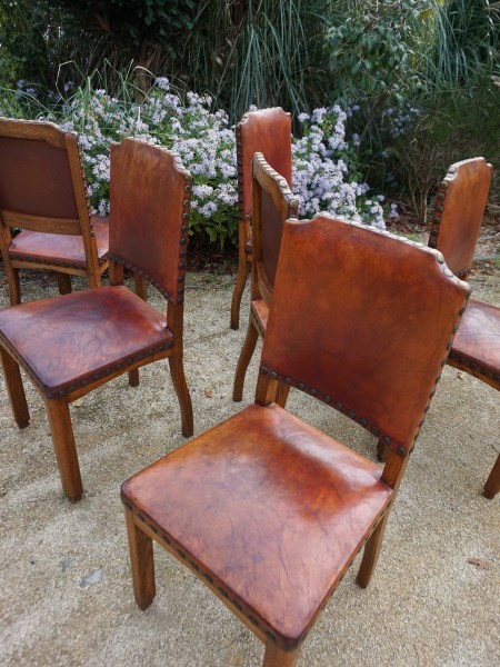 Dutch-art-deco-brown-leather-dining-chairs-antique-oak-six-eiken-eetkamerstoelen-stoelen-antiek-bruin-leren-