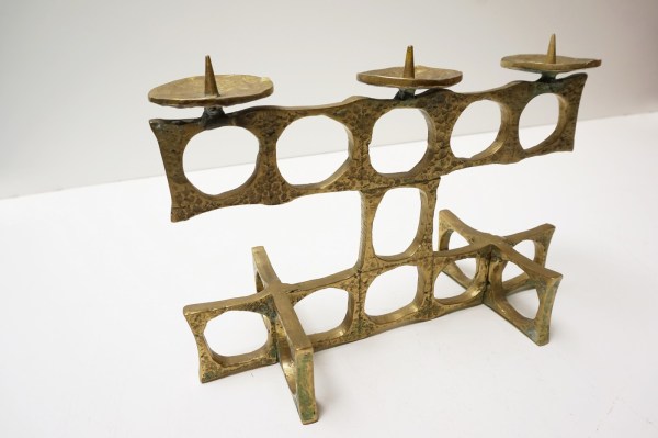 Heinz-Goll-candelabra-candlestick-kandelaar-bronze-brass-brutalist-sculptor-Austria