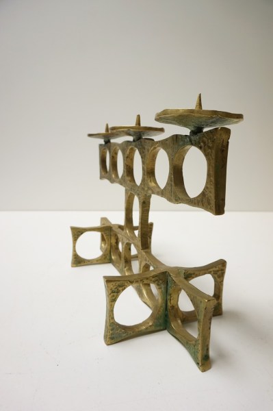 Heinz-Goll-candelabra-candlestick-kandelaar-bronze-brass-brutalist-sculptor-Austria
