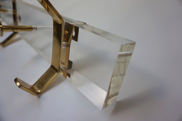 Hollywood-Regency-acrylic-lucite-brass-wall-coat-rack-plexiglas-messing-vintage-kapstok-Italian-porte-monteau
