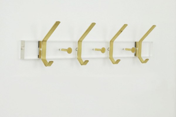 Hollywood-Regency-acrylic-lucite-brass-wall-coat-rack-plexiglas-messing-vintage-kapstok-Italian-porte-monteau