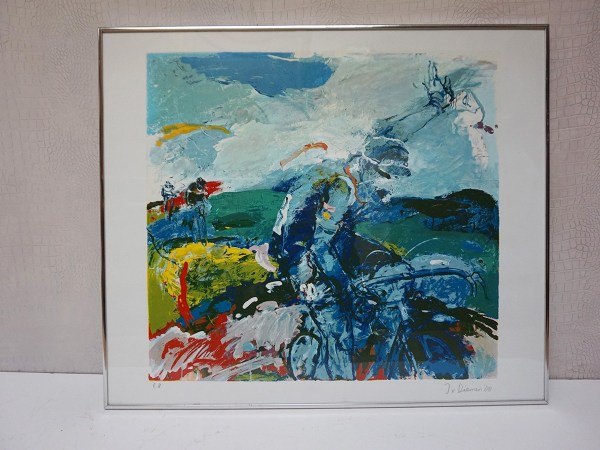 Jan-van-Diemen-wielrenners-grafiek-zeefdruk-proefdruk-eigen-afdruk-e.a.-kunstenaar-moderne-kunst-abstract-kleurrijk-00006