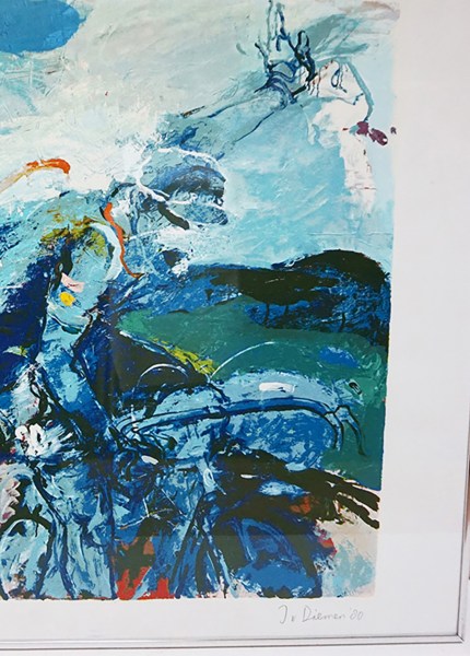 Jan-van-Diemen-wielrenners-grafiek-zeefdruk-proefdruk-eigen-afdruk-kunstenaar-moderne-kunst-abstract-kleurrijk