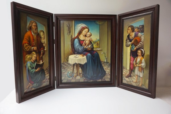 Jean-Relst-maria-Jezus-olieverf-drieluik-magisch-realistic-drie-koningen-wijzen-religious-triptych-three-kings-wise-men