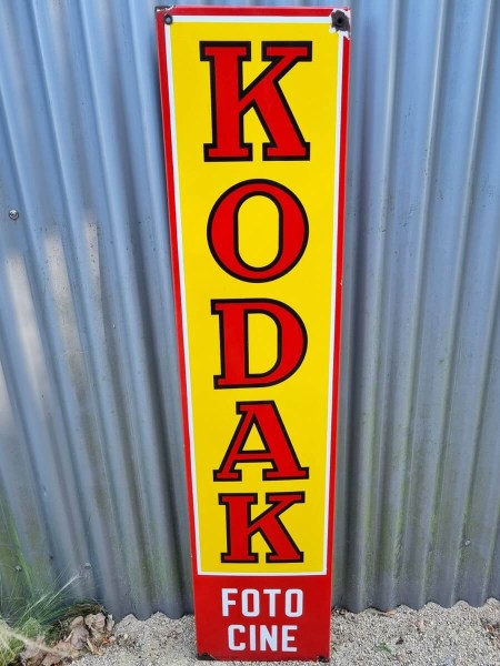 Kodak-emaille-reclamebord-vintage-Foto-Cine-enamel-sign-Grahait-Gosselies-1985-insigna-smaltata-pubblicitairia-00008