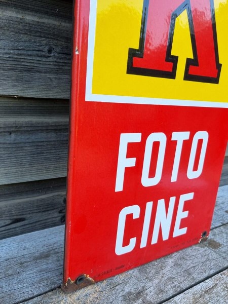 Kodak-emaille-reclamebord-vintage-Foto-Cine-enamel-sign-Grahait-Gosselies-1985-insigna-smaltata-pubblicitairia