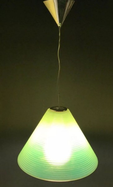 Leucos-Solaris-Murano-Toso-Massari-green-groen-iridescent-iriserende-kap-hanglamp-diffuser-vintage-chandelier