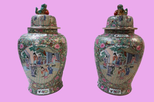 Oriental-Ceramic-Chinese-Ginger-urns-art-deco-Canton-famille-rose-dekselvazen-large-grote-