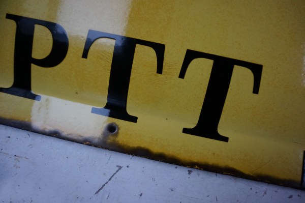 PTT-emaille-geemailleerd-K-kabel-bord-gebold-80-cm-groot-emamel-sign-oud-vintage
