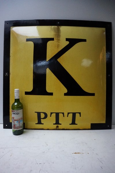 PTT-emaille-geemailleerd-K-kabel-bord-gebold-80-cm-groot-emamel-sign-oud-vintage