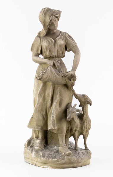 Richard-Aurili-geitenhoedster-beeld-statue-sculpture-Italian-terracotta-jongedame-geiten-young-lady-coats-4