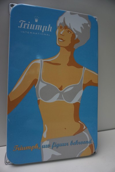 Triumph-International-Emaille-Reclame-bord-ondrgoed-bh-uw-fguur-bekroond-jaren-7005