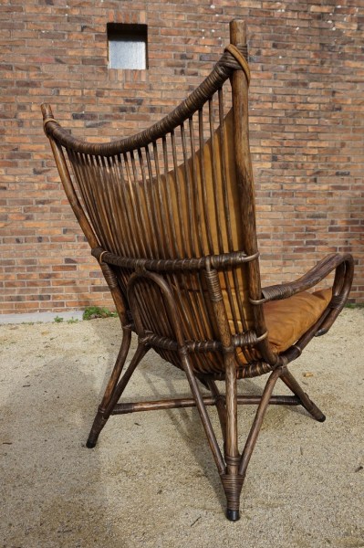 bamboo-rattan-vintage-leather-lounge-chair-high-fan-back-Rohe-Noordwolde-bamboe