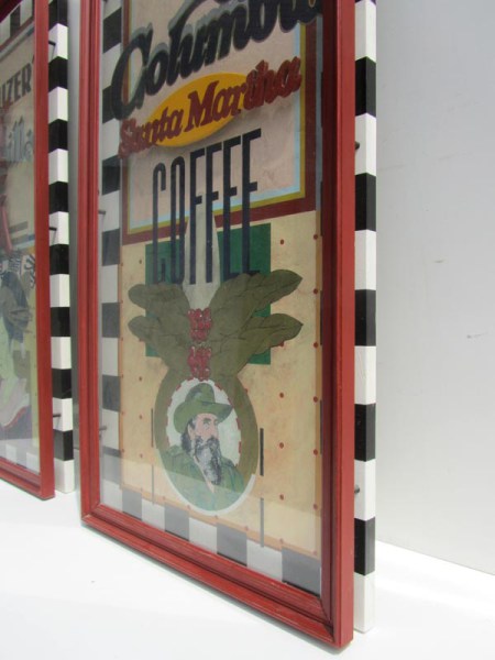 2 grote decoratieve schilderijen thee- koffie shop/winkel/bar, H.Keijzer's tea en Columbia Sante Martha Colombia Coffee