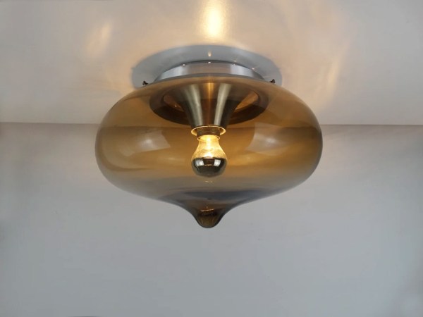 dijkstra-druppel-drop-lamp-plafondlamp-flush-mount-cieling-smoked-glass-rookglas-vintage-mid-century-Dutch-