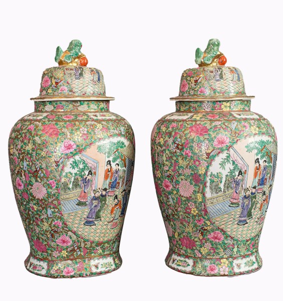 Oriental-Ceramic-Chinese-Ginger-urns-art-deco-Canton-famille-rose-dekselvazen-large-grote-