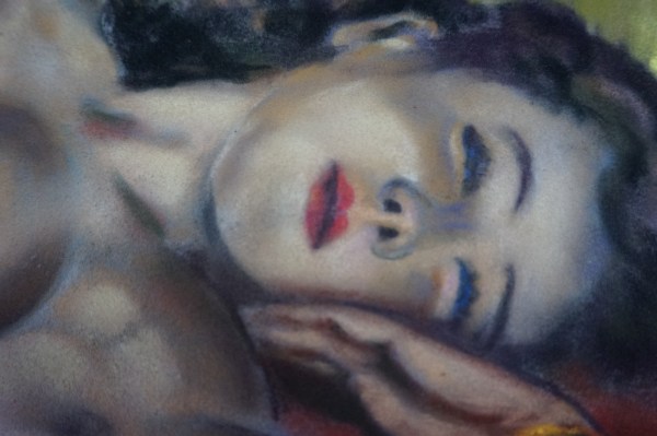 large-Nude-painting-pastel-sleeping-woman-vintage-1950s-1960s-signed-Perez-liggende-vrouw-liggend-naakt-00002