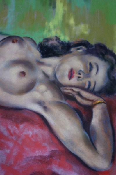 large-Nude-painting-pastel-sleeping-woman-vintage-1950s-1960s-signed-Perez-liggende-vrouw-liggend-naakt-00003