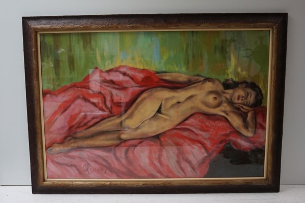 large-Nude-painting-pastel-sleeping-woman-vintage-1950s-1960s-signed-Perez-liggende-vrouw-liggend-naakt-00007