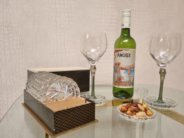 Mid Century Vintage Glass Barware, 12 Piece Cut Glass Coaster Set, 1970s Retro Drinks Coasters with Cassette Box
