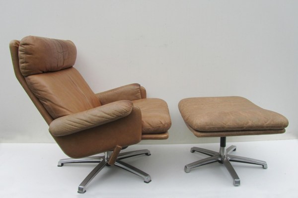 vintage-leren-fauteuil-poef-voetenbank-lounge-swivel-chair-ottoman-midcentury-modern-leather-patina-cognac