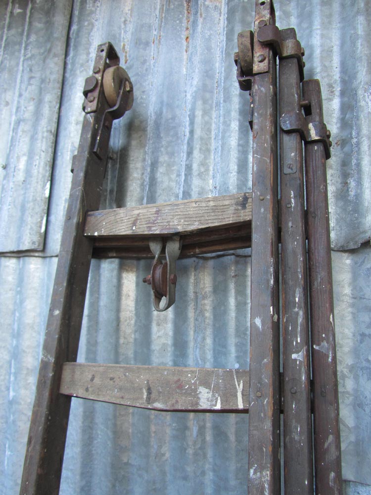 Unieke oude industriële ladder, vintage brocante ladder, decoratieve ladder